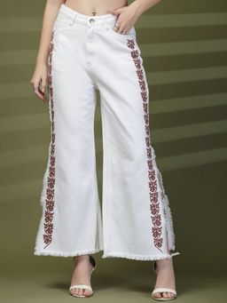 COSMIC TRIO - Women Embroidered Wide Leg High-Rise Jeans