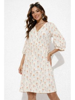 NOBARR - Women White Printed A-Line Dress