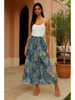 NOBARR - Women Multicolour Rayon Printed Flared Skirt with Inner