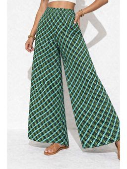 NOBARR - Women Green Cotton Printed Wide Leg Palazzo