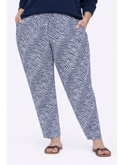 NOBARR - Women Blue Printed Cotton Blend Straight Fit Pant