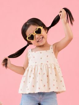 Kidbea - Cream Little Blossom Corduroy Top