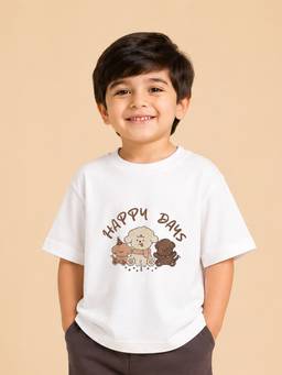 Kidbea - White Bamboo Viscose Kids Oversized Half Sleeve T-Shirt