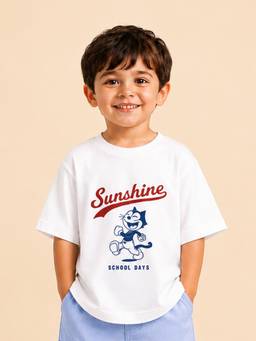 Kidbea - White Bamboo Viscose Kids Oversized Half Sleeve T-Shirt