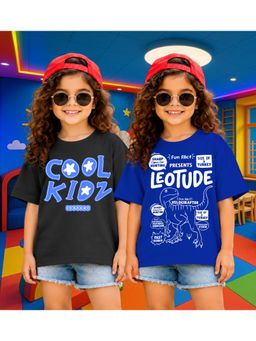 LEOTUDE - Kid'S Multi-Colour Printed Cotton Oversized T-Shirt (Pack Of 2)