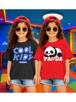 LEOTUDE - Kid'S Multi-Colour Printed Cotton Oversized T-Shirt (Pack Of 2)