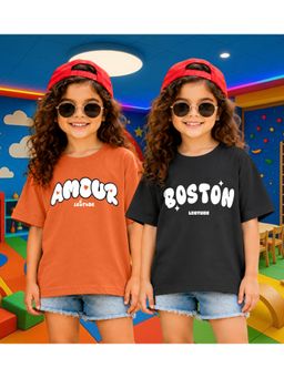 LEOTUDE - Kid'S Multi-Colour Printed Cotton Oversized T-Shirt (Pack Of 2)