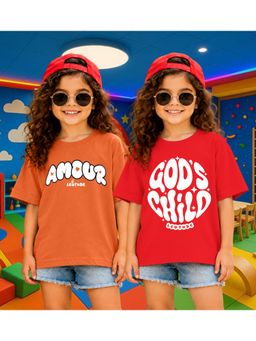 LEOTUDE - Kid'S Multi-Colour Printed Cotton Oversized T-Shirt (Pack Of 2)