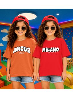 LEOTUDE - Kid'S Multi-Colour Printed Cotton Oversized T-Shirt (Pack Of 2)