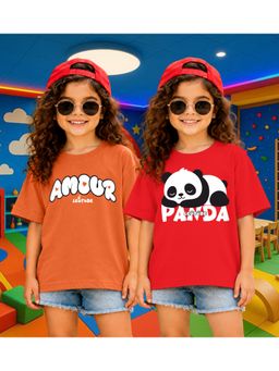 LEOTUDE - Kid'S Multi-Colour Printed Cotton Oversized T-Shirt (Pack Of 2)