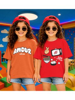 LEOTUDE - Kid'S Multi-Colour Printed Cotton Oversized T-Shirt (Pack Of 2)