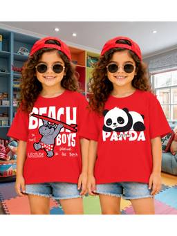 LEOTUDE - Kid'S Multi-Colour Printed Cotton Oversized T-Shirt (Pack Of 2)