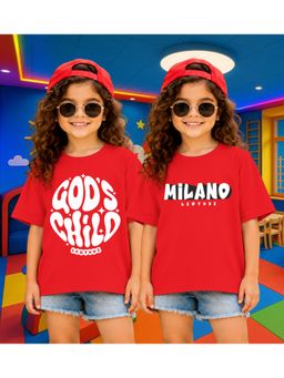 LEOTUDE - Kid'S Multi-Colour Printed Cotton Oversized T-Shirt (Pack Of 2)