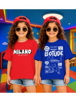 LEOTUDE - Kid'S Multi-Colour Printed Cotton Oversized T-Shirt (Pack Of 2)
