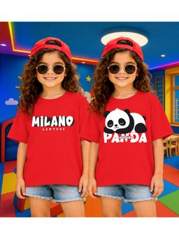 LEOTUDE - Kid'S Multi-Colour Printed Cotton Oversized T-Shirt (Pack Of 2)