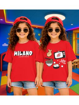 LEOTUDE - Kid'S Multi-Colour Printed Cotton Oversized T-Shirt (Pack Of 2)
