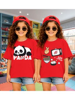LEOTUDE - Kid'S Multi-Colour Printed Cotton Oversized T-Shirt (Pack Of 2)