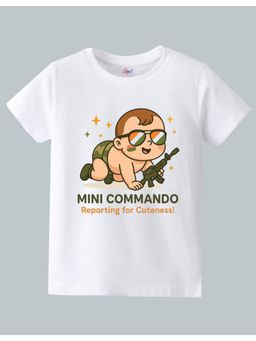 KAVEE - White Independence Day Theme Half Sleeves Mini Commando Printed T-Shirt