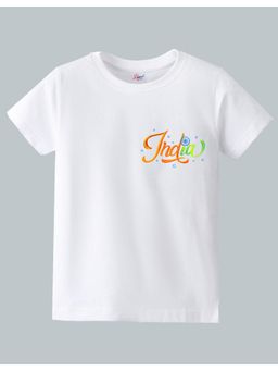 KAVEE - White Independence Day Theme Half Sleeves India Text Printed T-Shirt