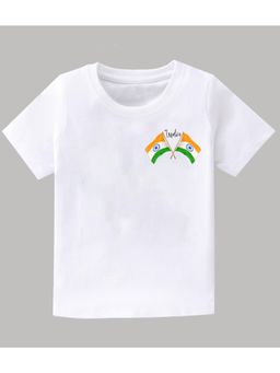 KAVEE - White Independence Day Theme Half Sleeves India Text Printed T-Shirt