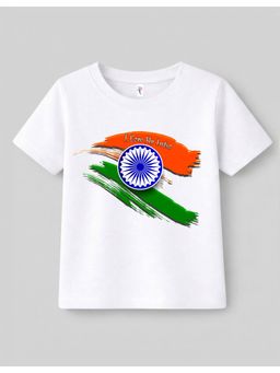 KAVEE - White Half Sleeves Independence Day Theme Print T-Shirt