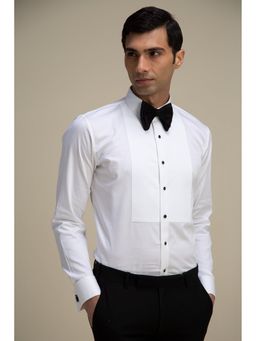 Philocaly - Posturn Slim Fit Embroidered White Shirt