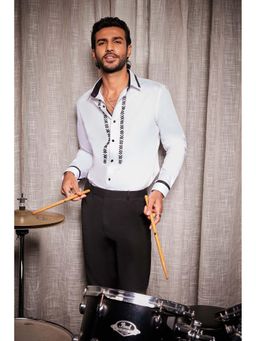 Philocaly - Pinnacle Regular Fit Embroidered White Shirt