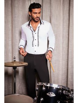 Philocaly - Pinnacle Slim Fit Embroidered White Shirt