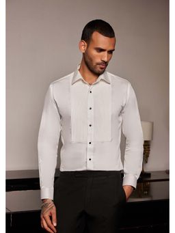 Philocaly - Prius Regular Fit Embroidered White Shirt