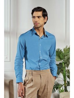 Philocaly - Cielo Regular Fit Solid Blue Shirt
