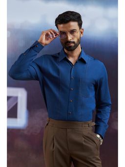 Philocaly - Westhall Regular Fit Solid Blue Shirt