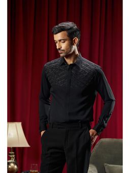 Philocaly - Gibson Regular Fit Embroidered Black Shirt