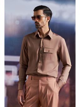 Philocaly - Malone Slim Fit Solid Brown Shirt