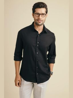 Philocaly - Nightwalker Regular Fit Solid Black Shirt