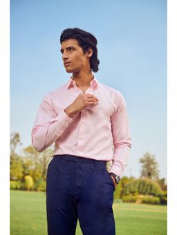 Philocaly - Demure Slim Fit Solid Pink Shirt