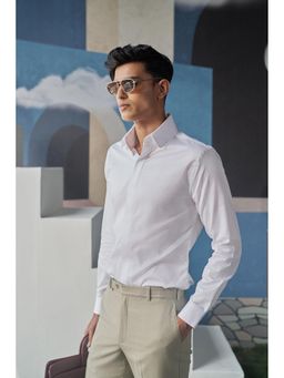Philocaly - Vestis Regular Fit Solid White Shirt