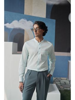 Philocaly - Aquora Slim Fit Solid Aqua Shirt