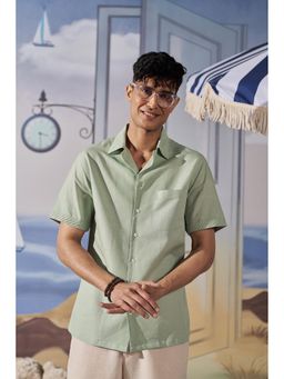 Philocaly - Averin Regular Fit Textured Green Shirt