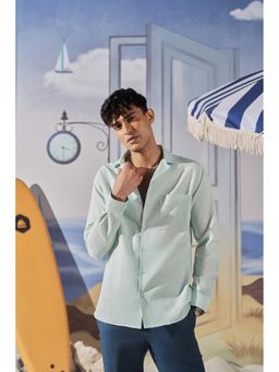 Philocaly - Amaris Slim Fit Embroidered Green Shirt
