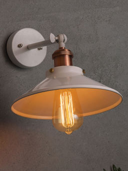 Homesake - White Wall Cone Copper Hanging Light