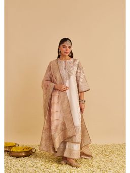 Sheetal Batra - Dabka Zardozi Embroidered Daisy Ivory Kurta And Palazzo