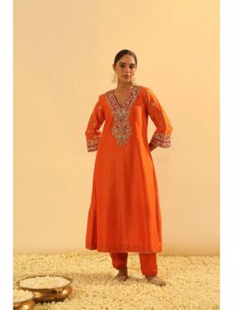 Sheetal Batra - Alima - Orange Long A-Line Kurta And Salwar Set
