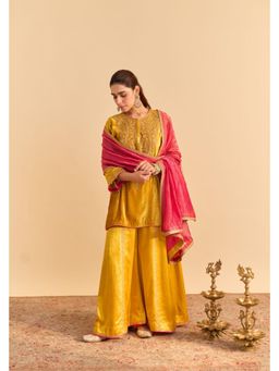 Sheetal Batra - Aroob - Silk Velvet Mustard Kurta With Sharara