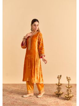 Sheetal Batra - Azmiya - Silk Velvet Orange Kurta And Salwar Set