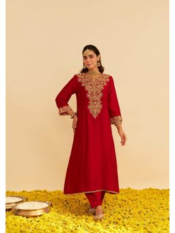 Sheetal Batra - Hiba - Deep Red Long Kurta And Salwar Set