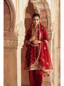 Sheetal Batra - Mehwish - Deep Red Short Kurta And Salwar Set With Dupatta