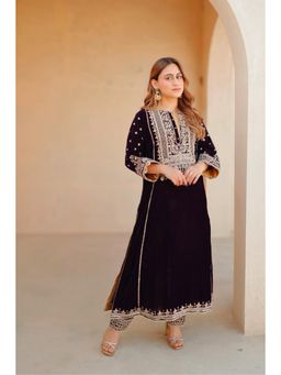 Sheetal Batra - Marya - Wine Silk Velvet Long A-Line Kurta And Salwar Set