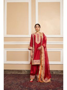Sheetal Batra - Naayaab - Deep Red Short Kurta And Salwar Set With Dupatta