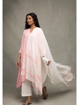 Sutra Art of Clothing - Handloom Ivory Kopal Jamdani Dupatta