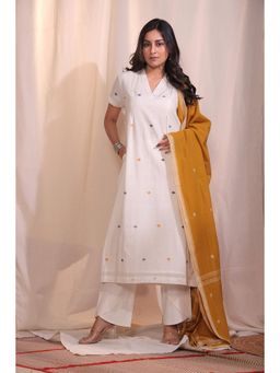 Sutra Art of Clothing - Handloom Yellow Jamdani Dupatta